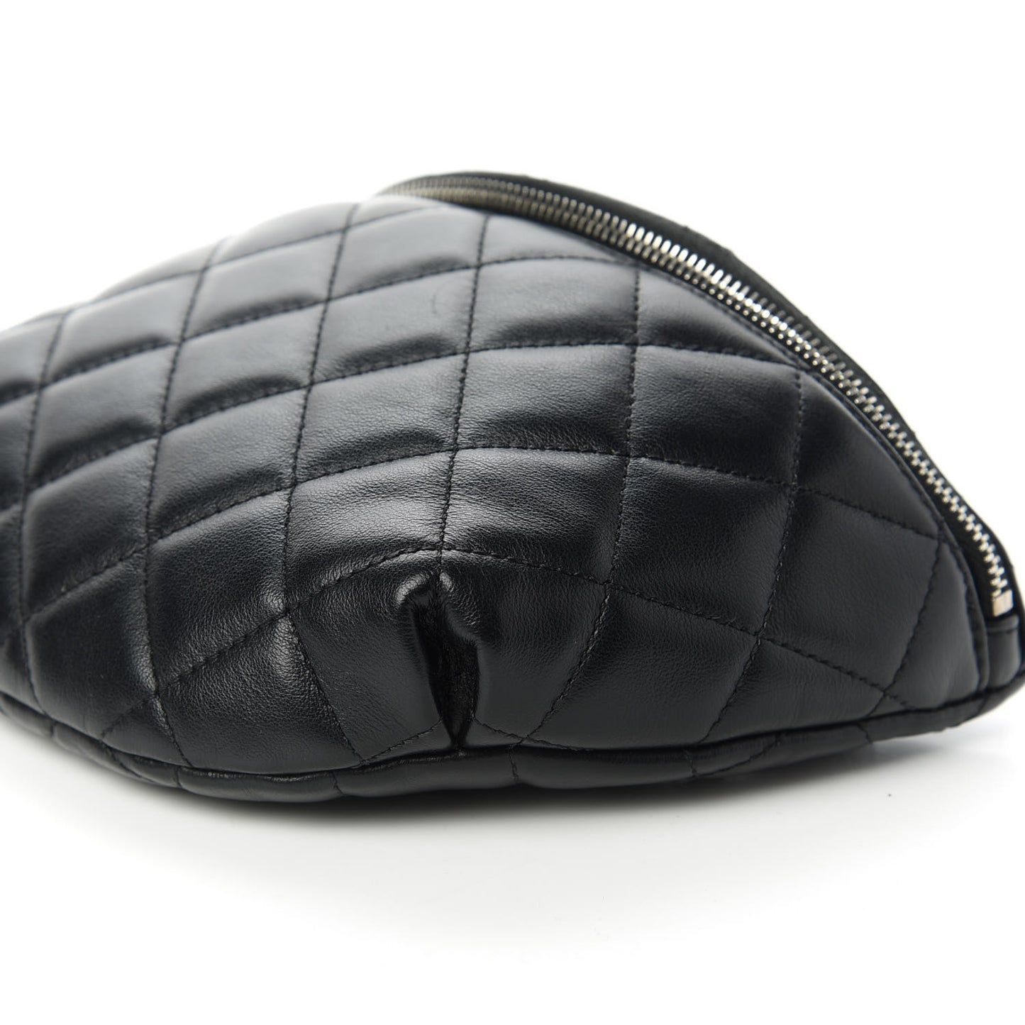Lambskin Quilted Waist Belt Bag Black