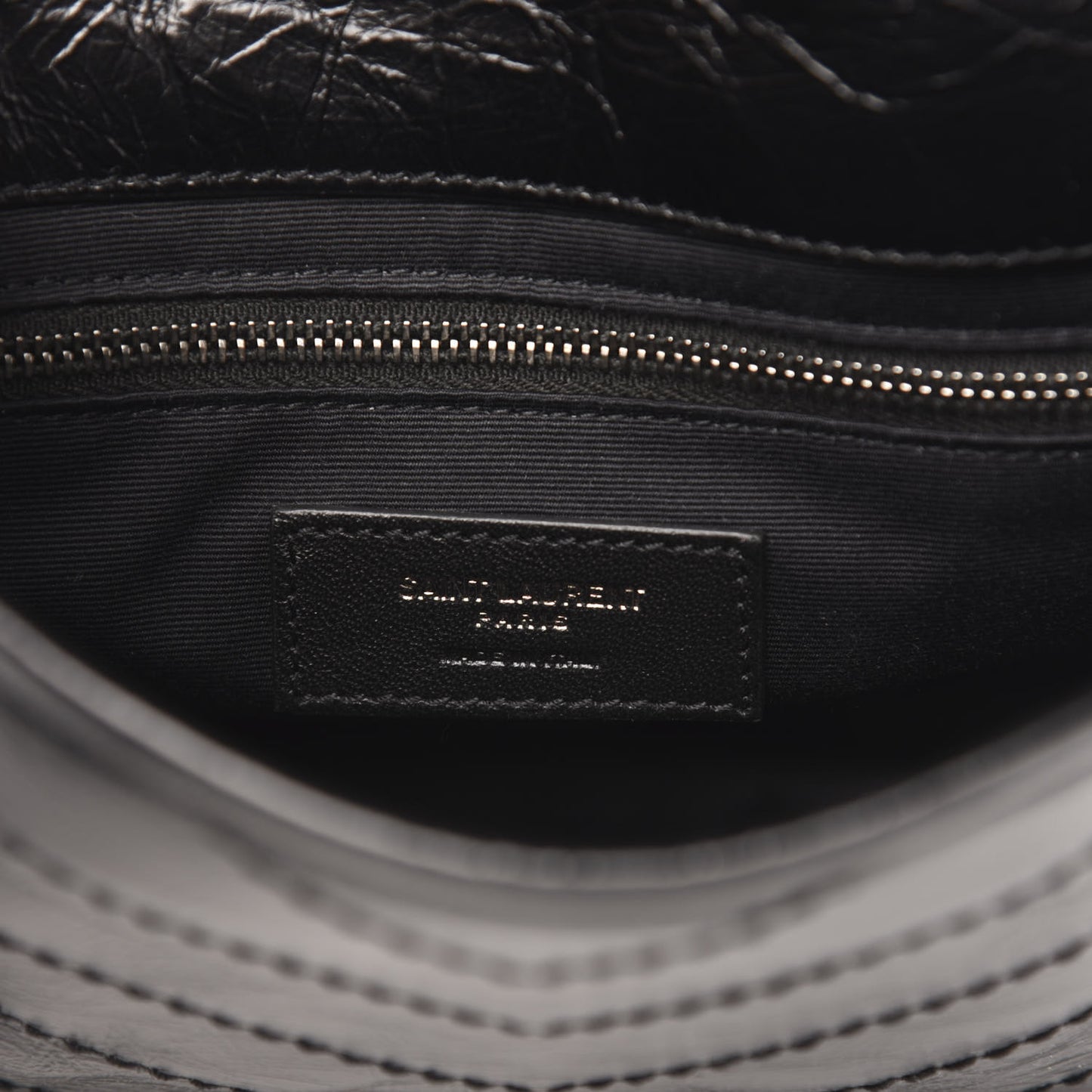 Crinkled Calfskin Matelasse Monogram Niki Chain Wallet Black