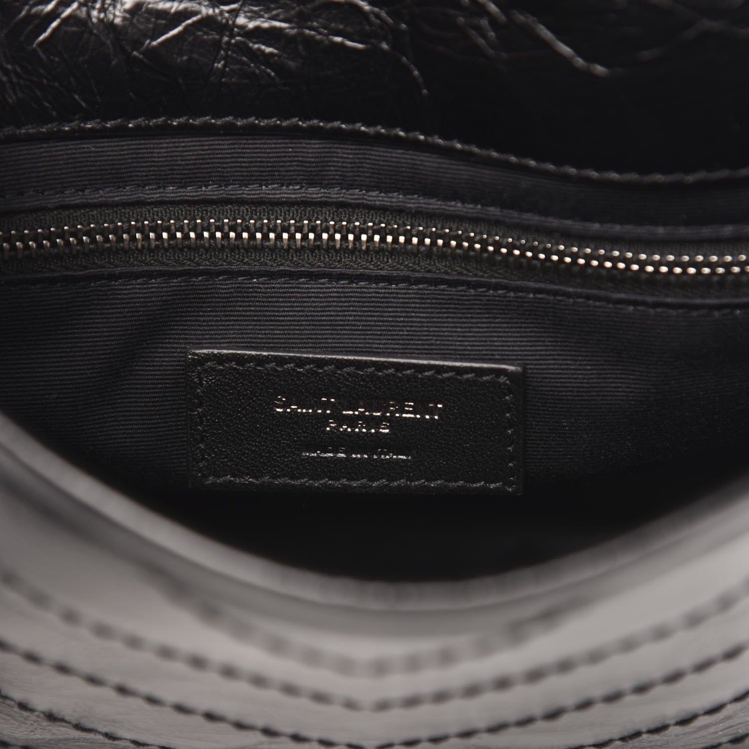 Saint Laurent Crinkled Calfskin Matelasse Monogram Niki Chain Wallet Black 6 of 9