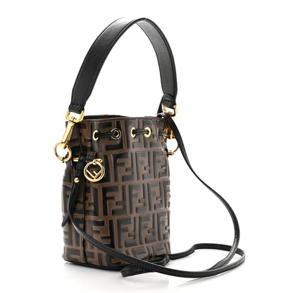 Fendi Vitello Liberty F is Fendi Bi-Color FF 1974 Embossed Mini Mon Tresor Bucket Bag Maya Black 3 of 11
