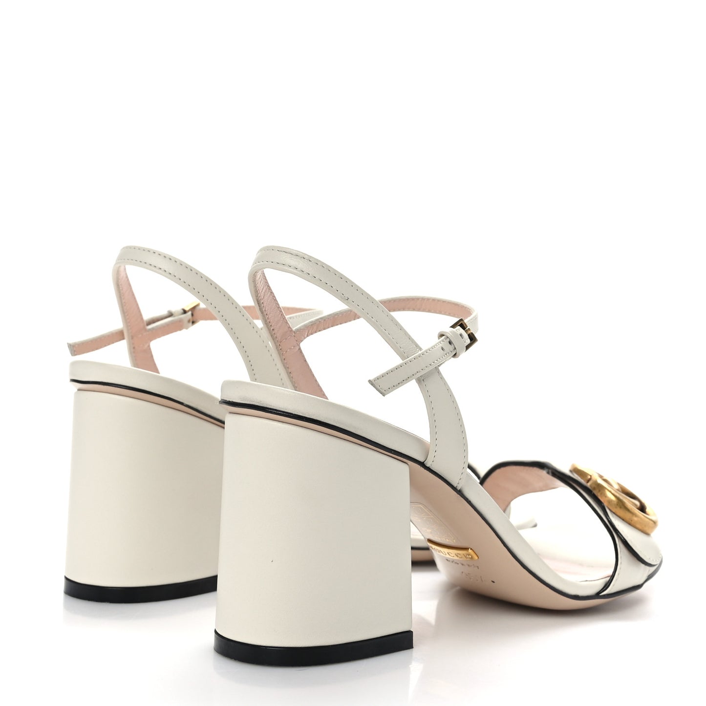 Lifford Calfskin GG Marmont Ankle Wrap 75mm Sandals 35.5 Mystic White