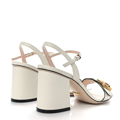 Gucci Lifford Calfskin GG Marmont Ankle Wrap 75mm Sandals 35.5 Mystic White 4 of 7