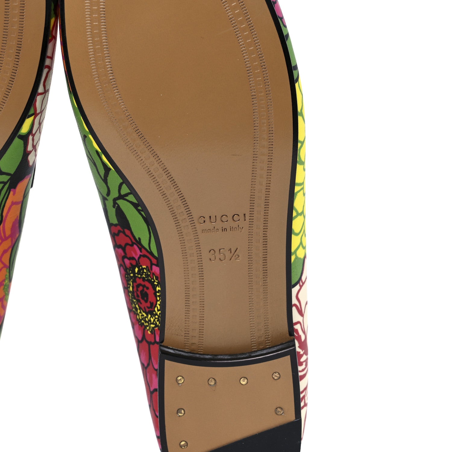 Gucci X KEN SCOTT Canvas Infinity Pomponica Womens Jordaan Loafers 35.5 Pink Green Black 6 of 9