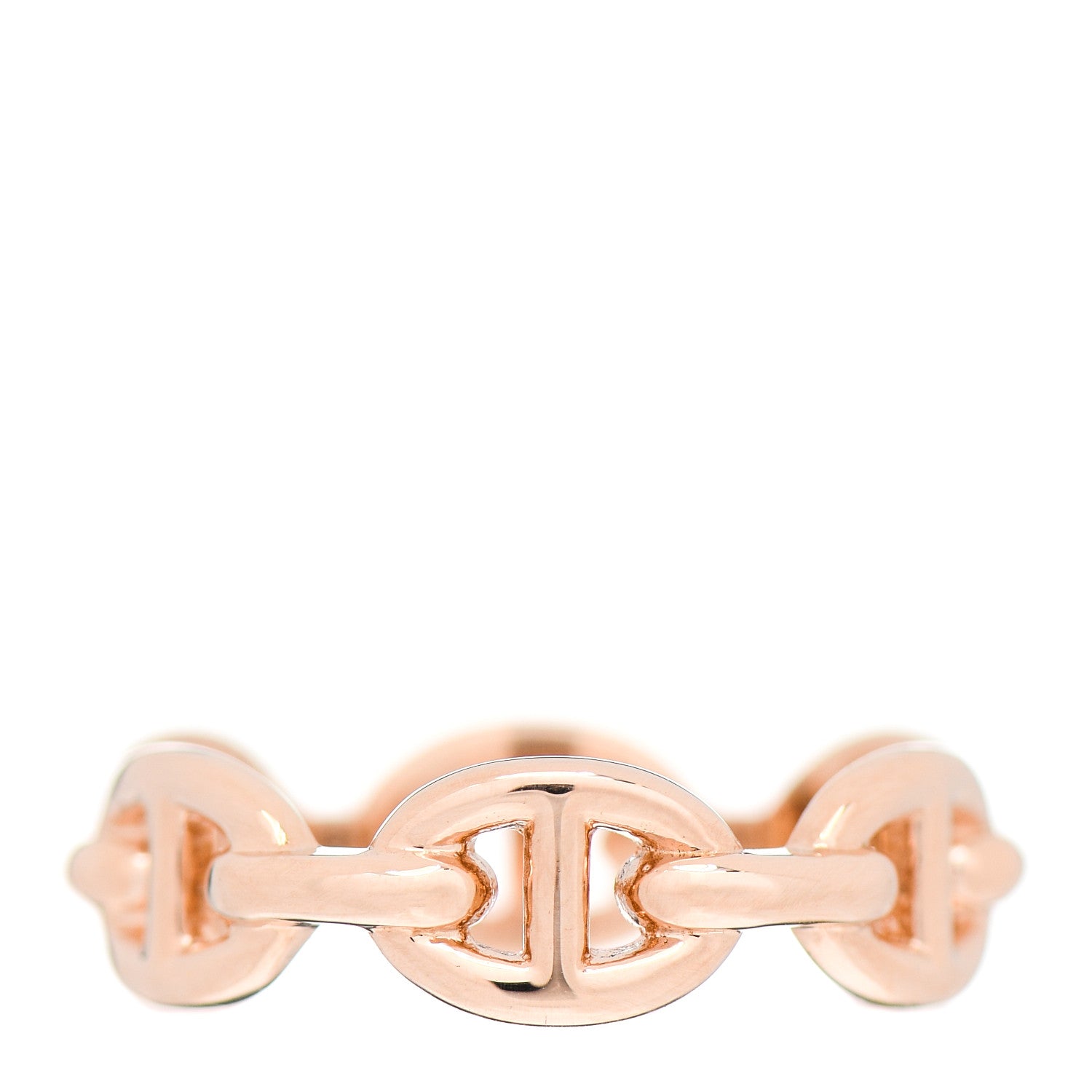 Hermes 18K Rose Gold PM Chaine D'Ancre Enchainee Ring 53 6.5 1 of 5