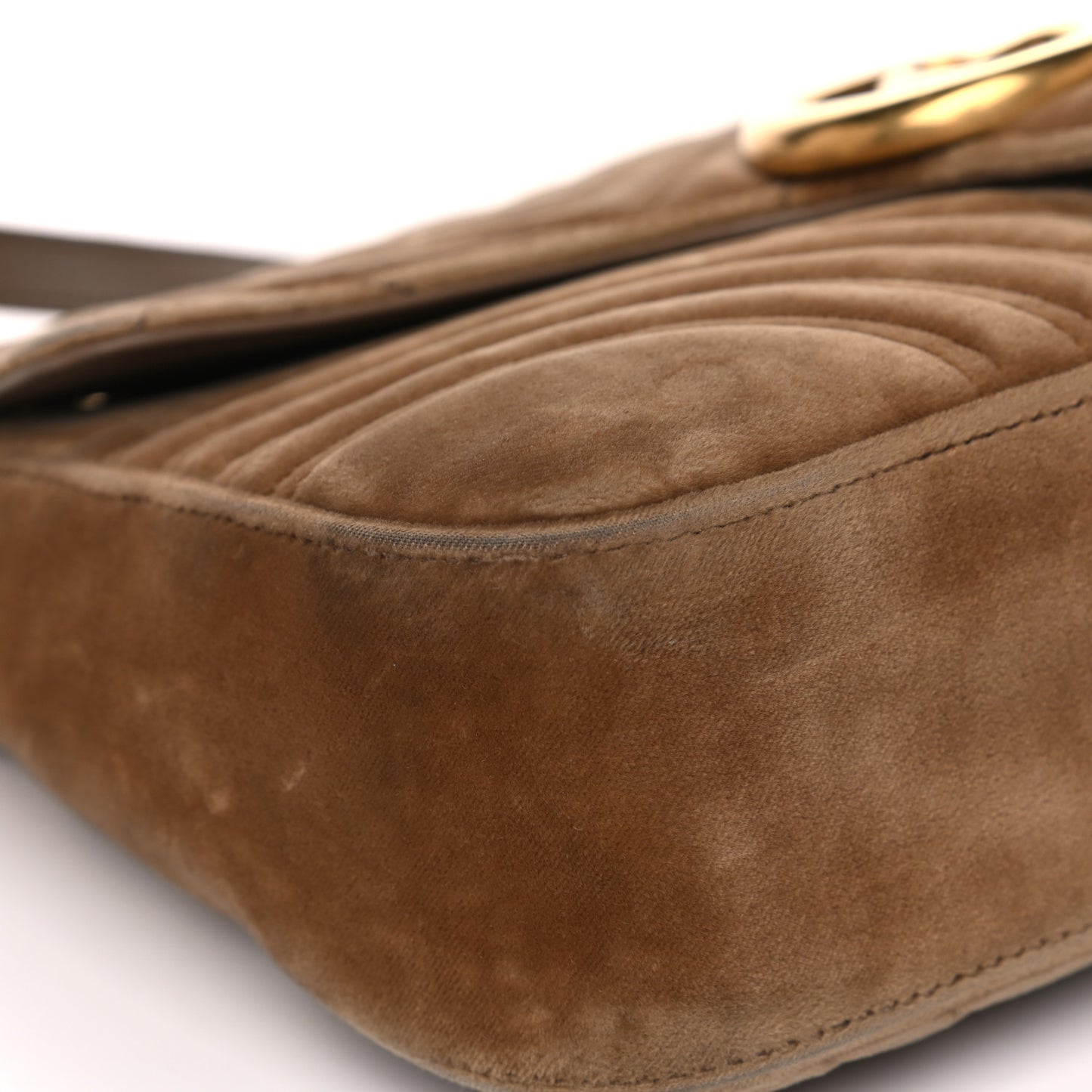 Velvet Matelasse Medium GG Marmont Shoulder Bag Taupe