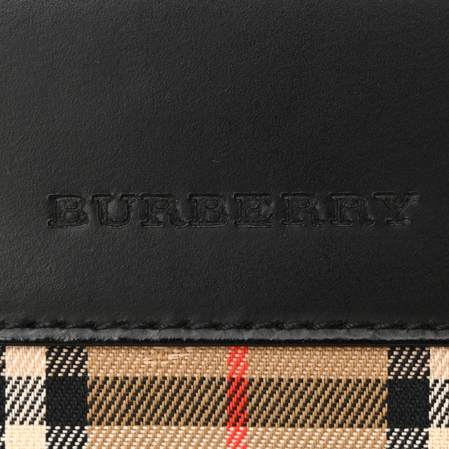 Burberry Glazed Calfskin House Check Briefcase Black 6 of 10
