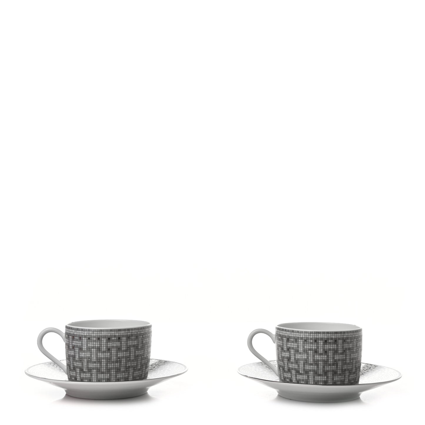 Porcelain Mosaique Au 24 Platine Tea Cup And Saucer Set Of 2 Platinum