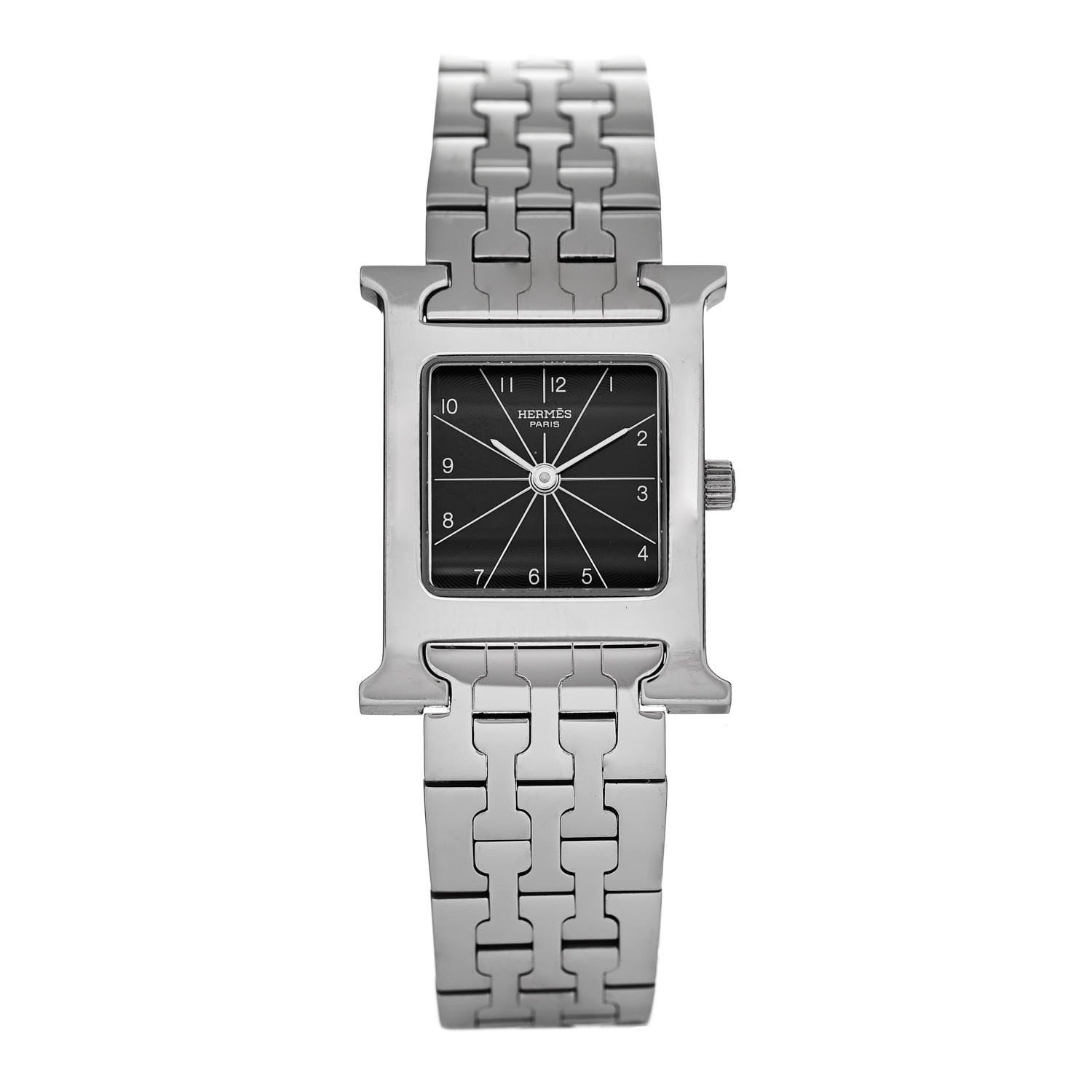 Hermes Stainless Steel 21mm Heure H Hour Quartz Watch Black 1 of 4