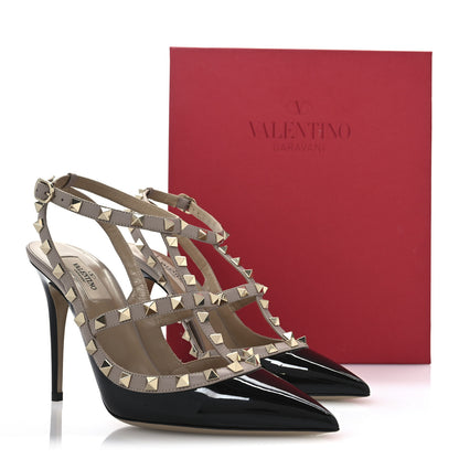 Valentino Garavani Patent Nappa Rockstud Ankle Strap 100mm Pumps 40 Black Poudre 9 of 10