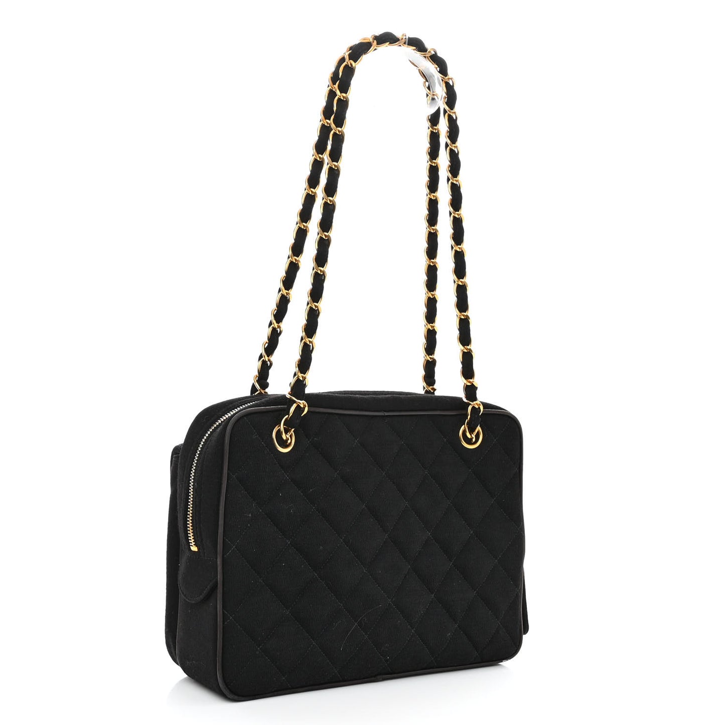 Jersey Quilted CC Shoulder Bag Black
