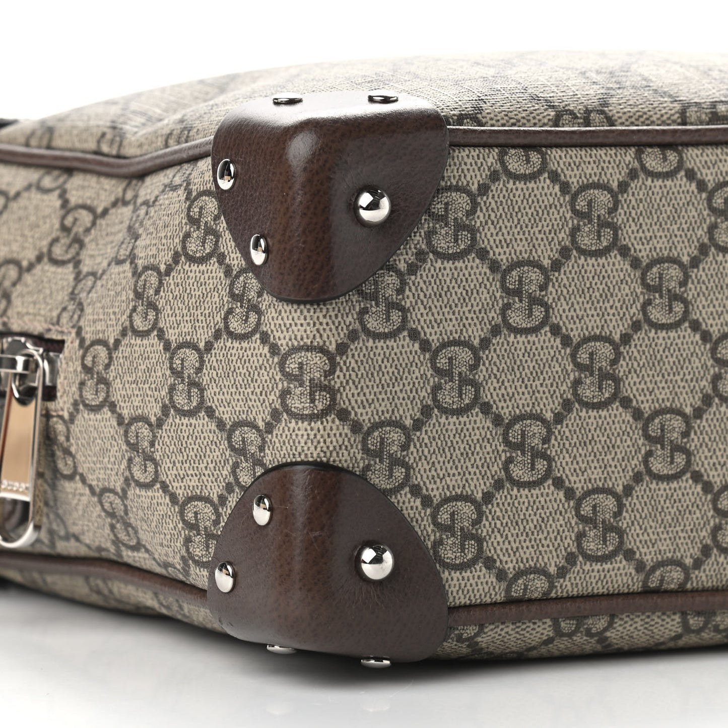 GG Supreme Monogram Textured Calfskin Square Messenger Bag Beige Ebony New Acero