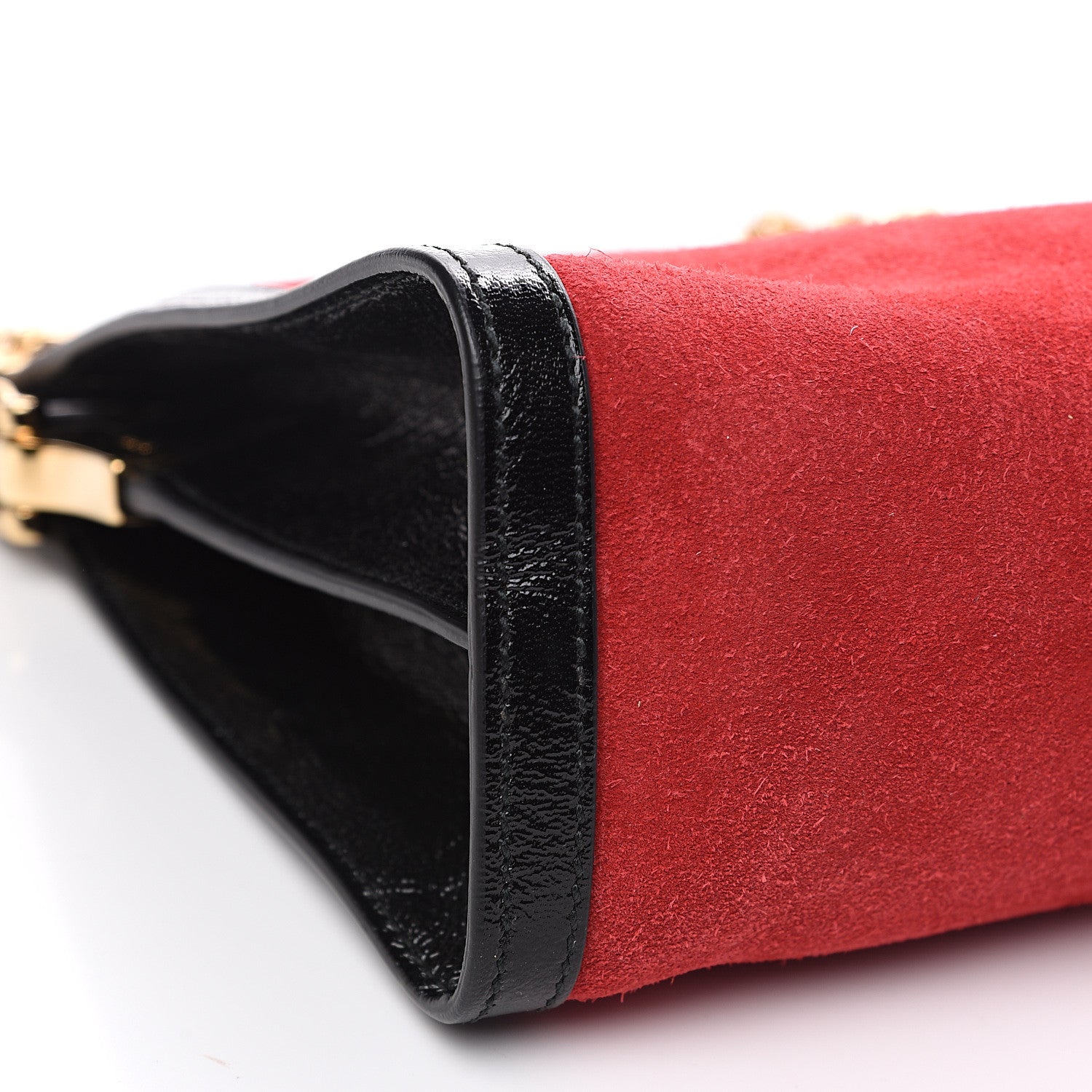 Gucci Suede Patent Web Medium Ophidia Chain Shoulder Bag Hibiscus Red Black 9 of 13