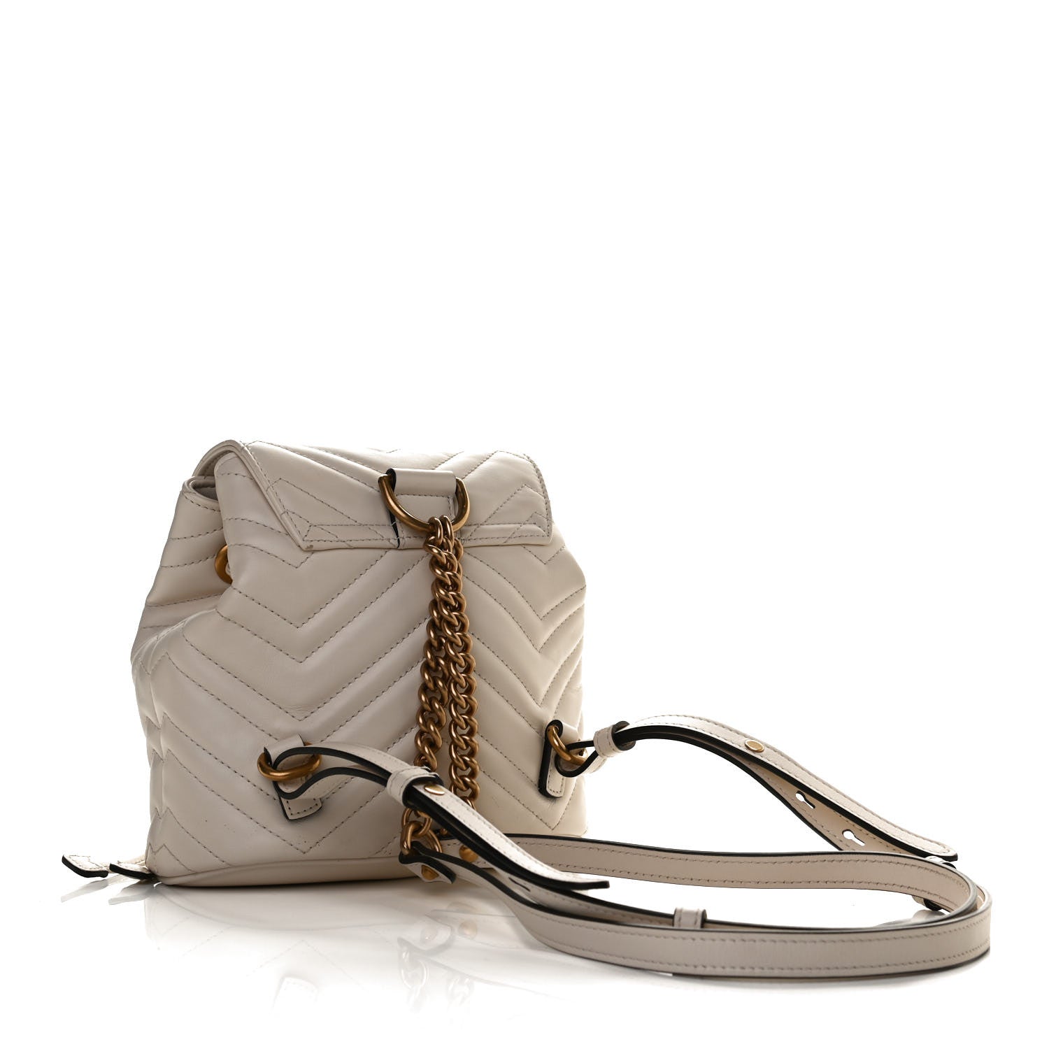 Gucci Calfskin Matelasse GG Marmont Flap Backpack White 3 of 13