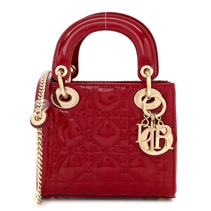 Christian Dior Patent Cannage Mini Lady Dior Red 1 of 10