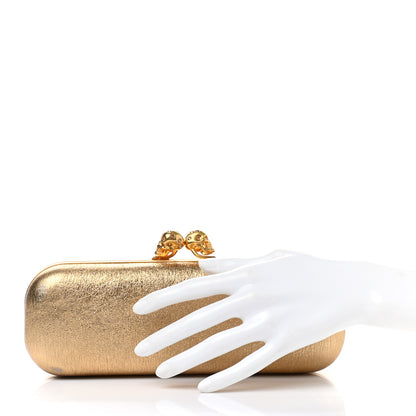 Alexander McQueen Nappa Metallic Twin Skull Box Clutch Gold 2 of 11