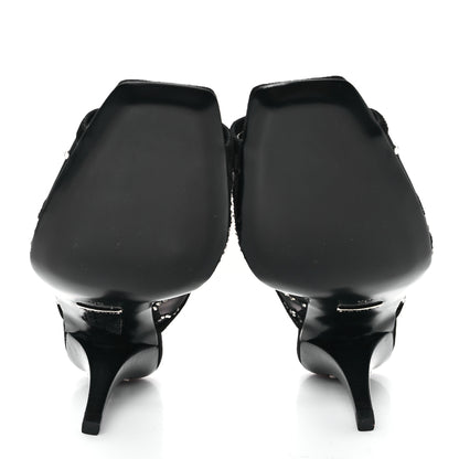 Gucci Tela Retino Kid Scamosciato Crystal GG Monogram Square G 95mm Slide Sandals 35 Black 6 of 9