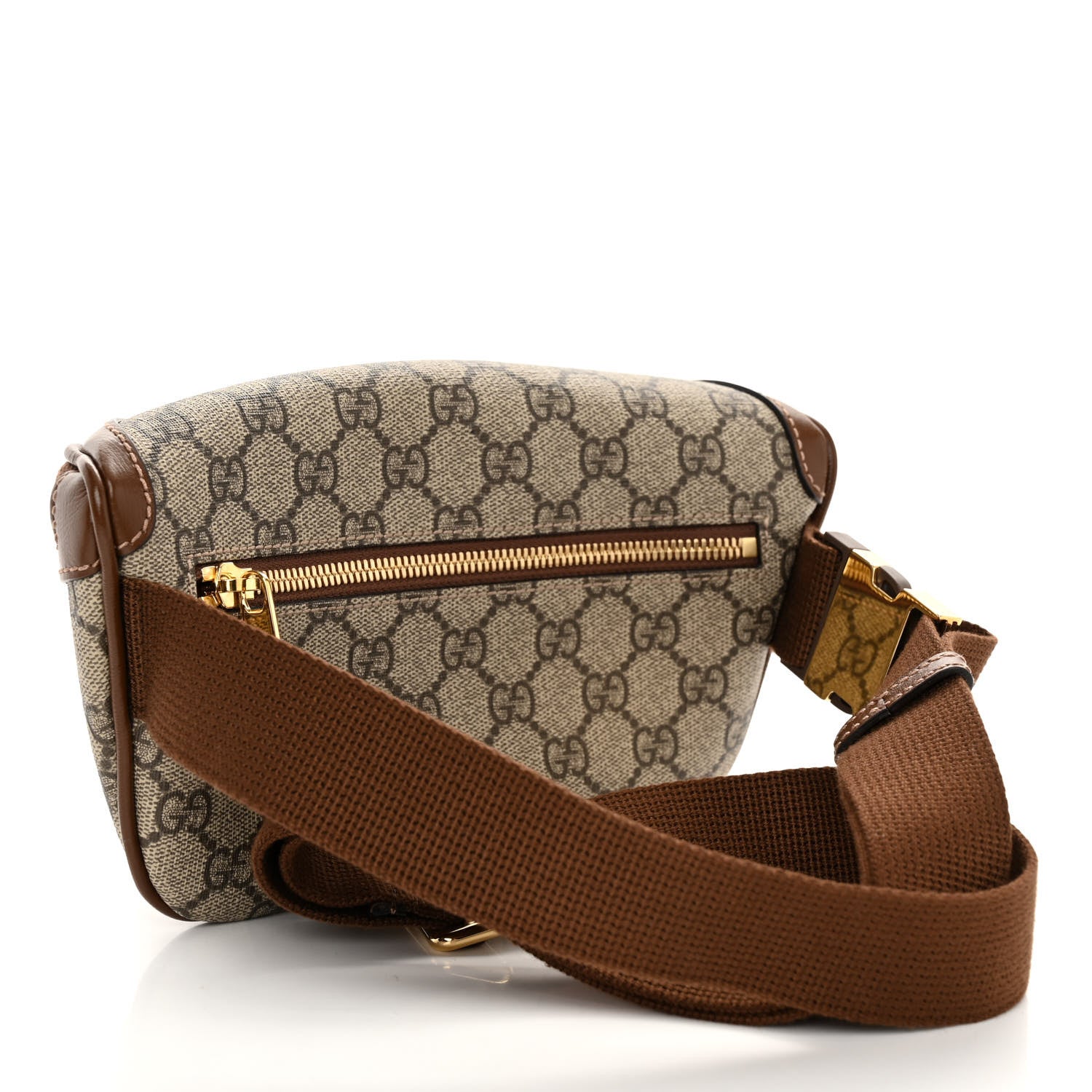 Gucci GG Supreme Monogram Textured Calfskin Retro Interlocking G Belt Bag Beige Ebony Brown Sugar 3 of 12