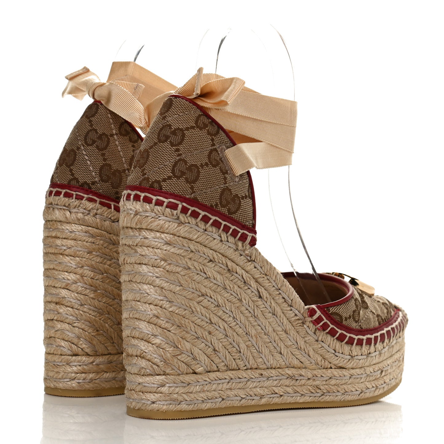 Monogram Matelasse GG Marmont Ankle Wrap Platform 35/120mm Espadrille Wedges 36 Beige Ebony New Cherry Red Sand Storm