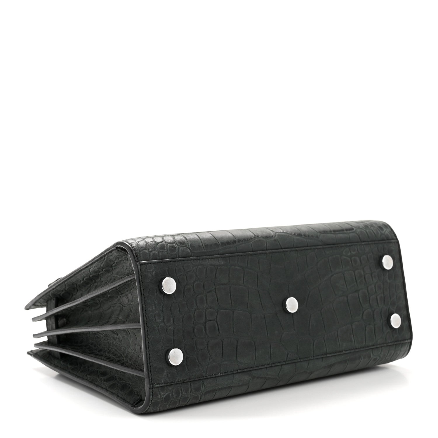 Saint Laurent Calfskin Crocodile Embossed Baby Sac de Jour Dusty Black 4 of 12