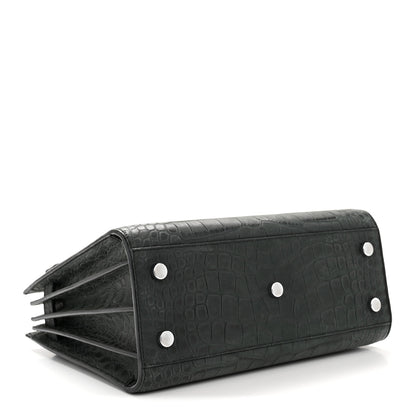 Saint Laurent Calfskin Crocodile Embossed Baby Sac de Jour Dusty Black 4 of 12