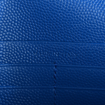 Saint Laurent Grain De Poudre Matelasse Chevron Monogram Chain Wallet Blue Majorelle 6 of 7