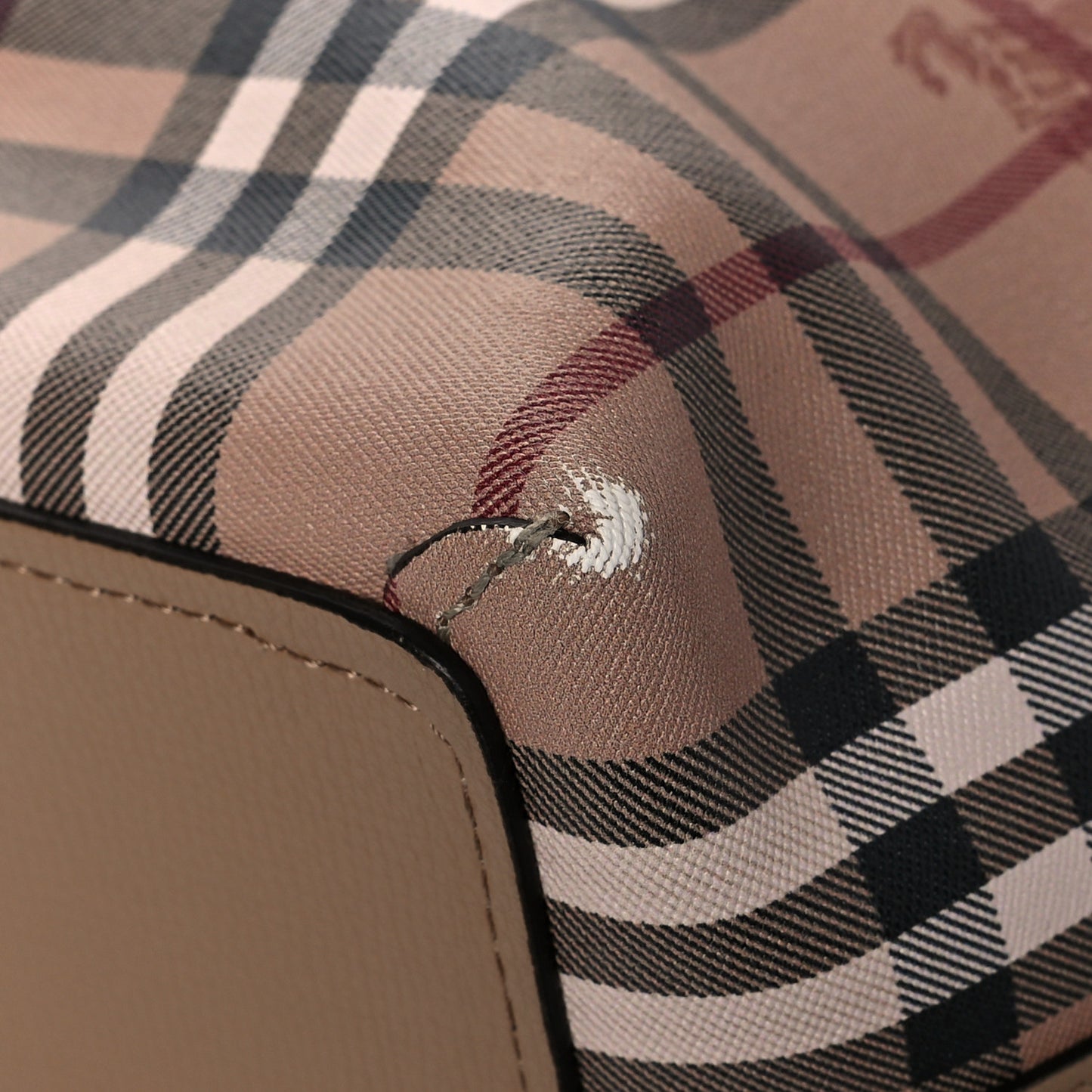 Grainy Calfskin Haymarket Check Medium Reversible Tote Camel