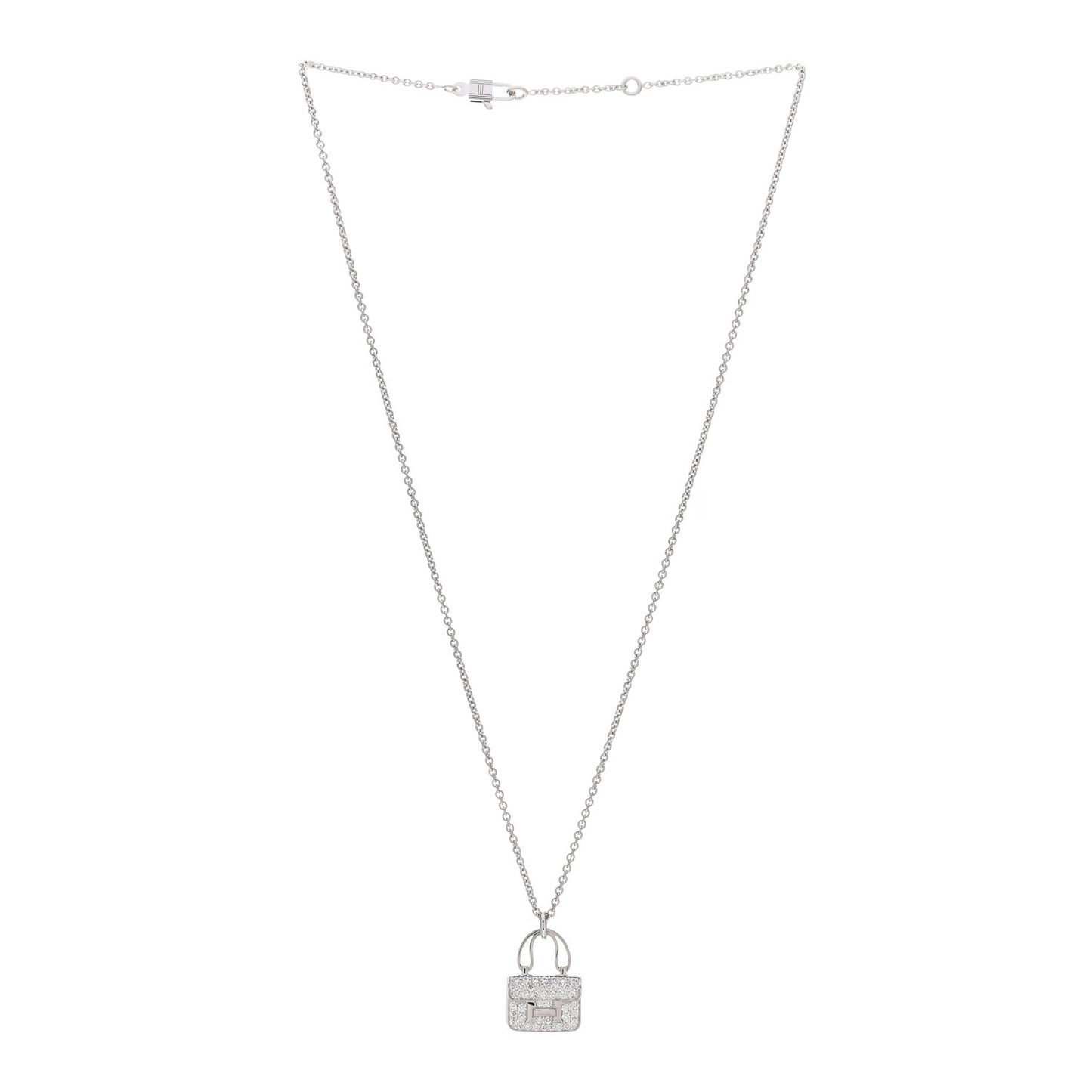 18K White Gold Diamond Constance Amulettes Pendant Necklace