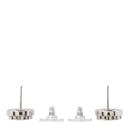Chanel Crystal CC Round Earrings Silver 3 of 5