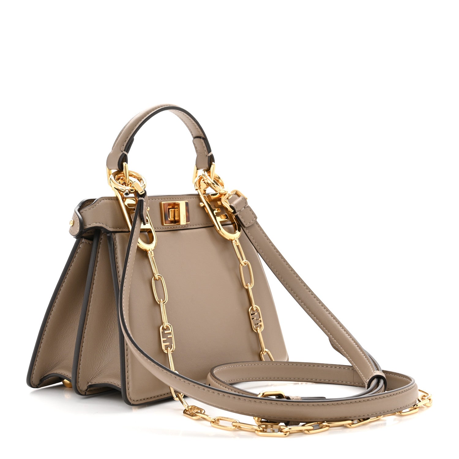 Fendi Shiny Nappa Plexiglass Petite Peekaboo I SEE U Satchel Tortora 3 of 10