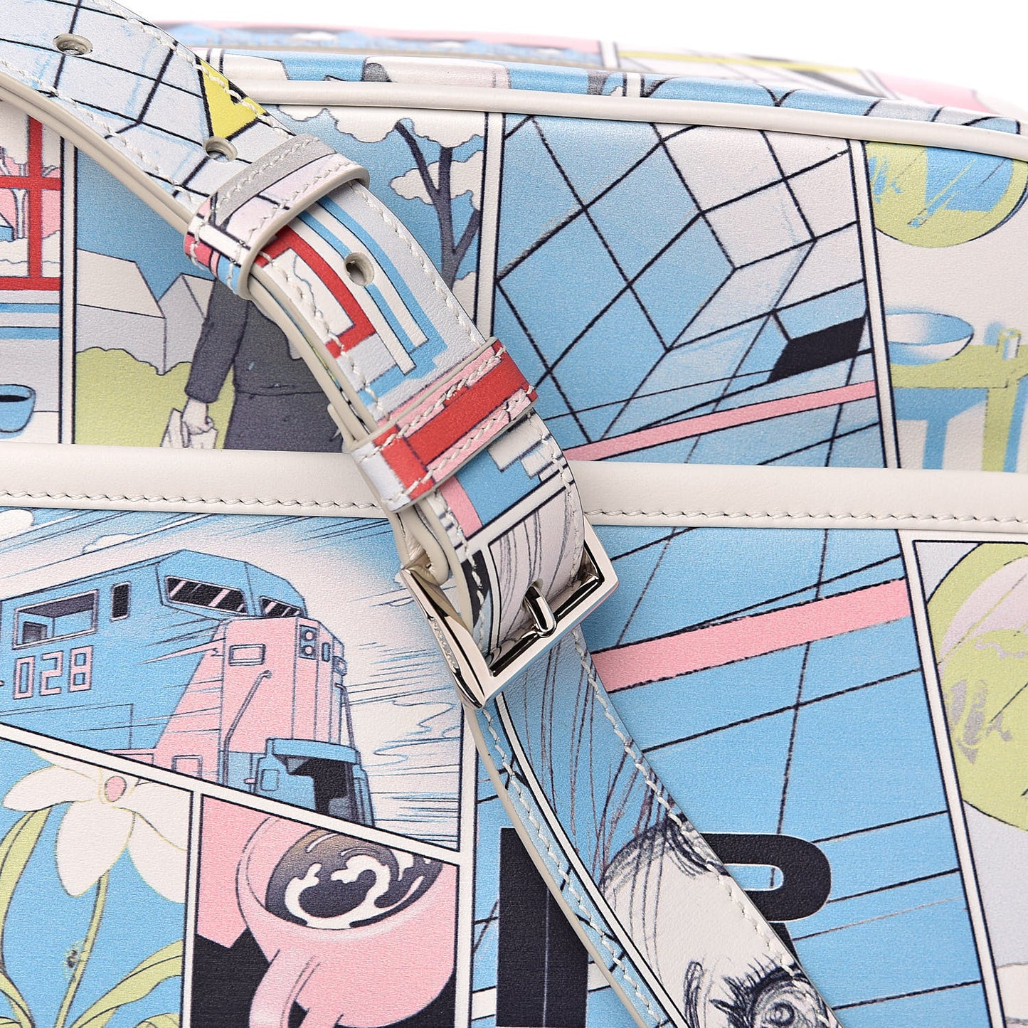 X JAMES JEAN Vitello Comics Flat Messenger Bag Azzurro