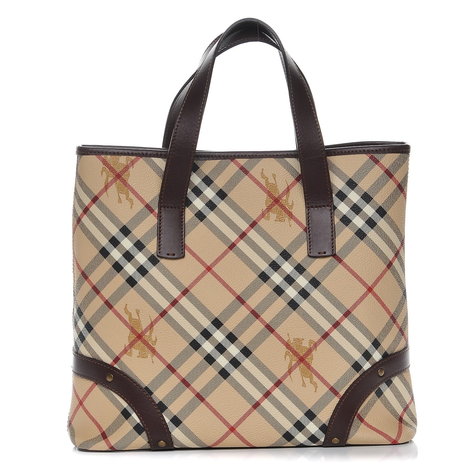 Burberry Haymarket Check Studded Tote Chocolate 1 of 8