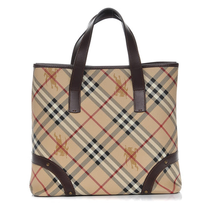 Burberry Haymarket Check Studded Tote Chocolate 1 of 8