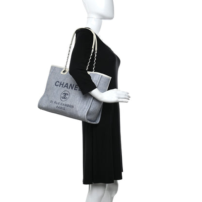 Chanel Canvas Small Deauville Tote Denim Blue 2 of 10