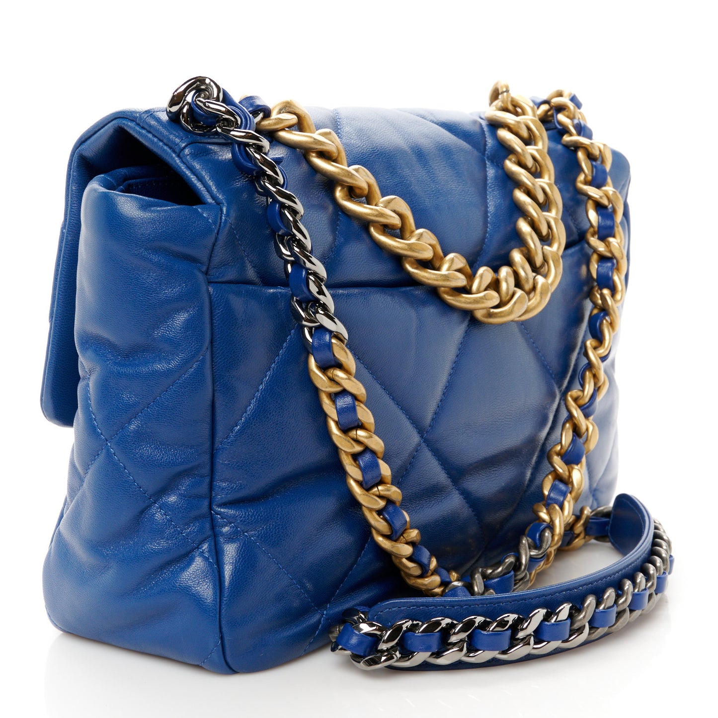 Lambskin Quilted Large Chanel 19 Flap Blue