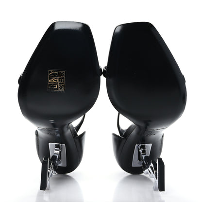 Saint Laurent Calfskin Opyum 110 Sandals 38.5 Black Silver 5 of 7