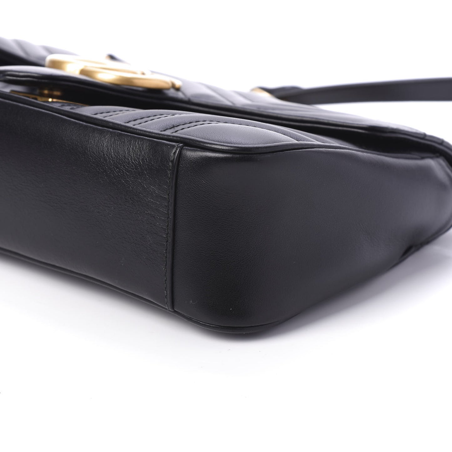 Calfskin Matelasse Small GG Marmont Shoulder Bag Black