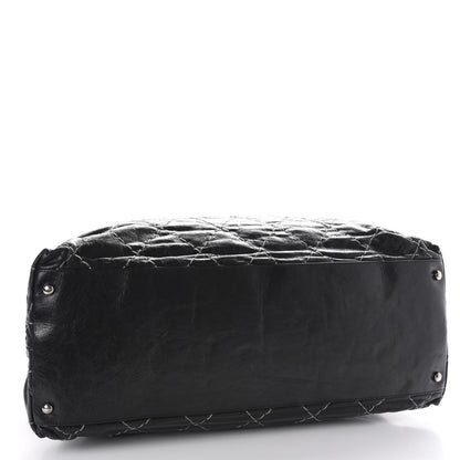 Chanel Glazed Goatskin Double Contrast Stitch Tote Black 4 of 13