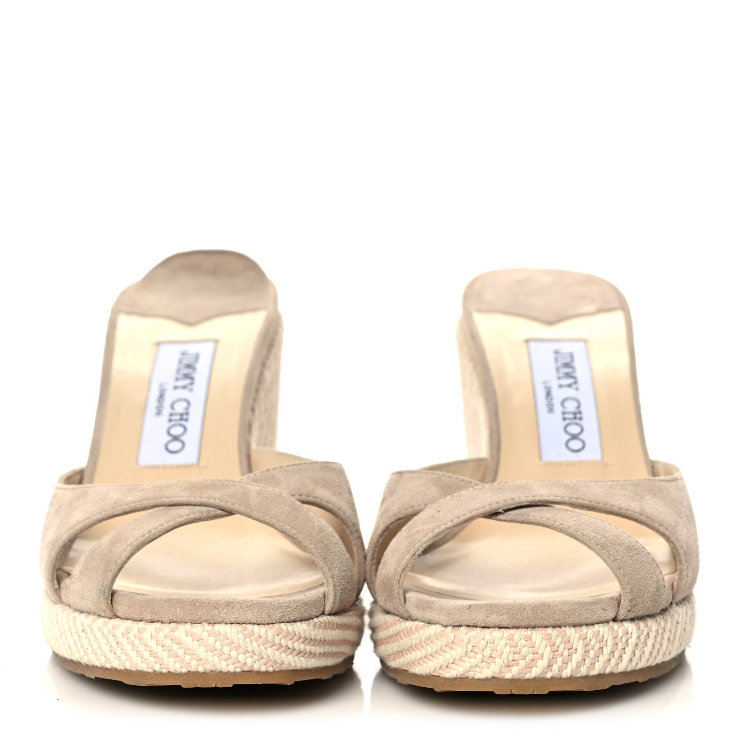 Jimmy Choo Suede Wedge Sandals 37.5 Pale Pink 2 of 8