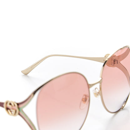 Gucci Metal Oversized Round Frame GG0225S Sunglasses Gold 6 of 9