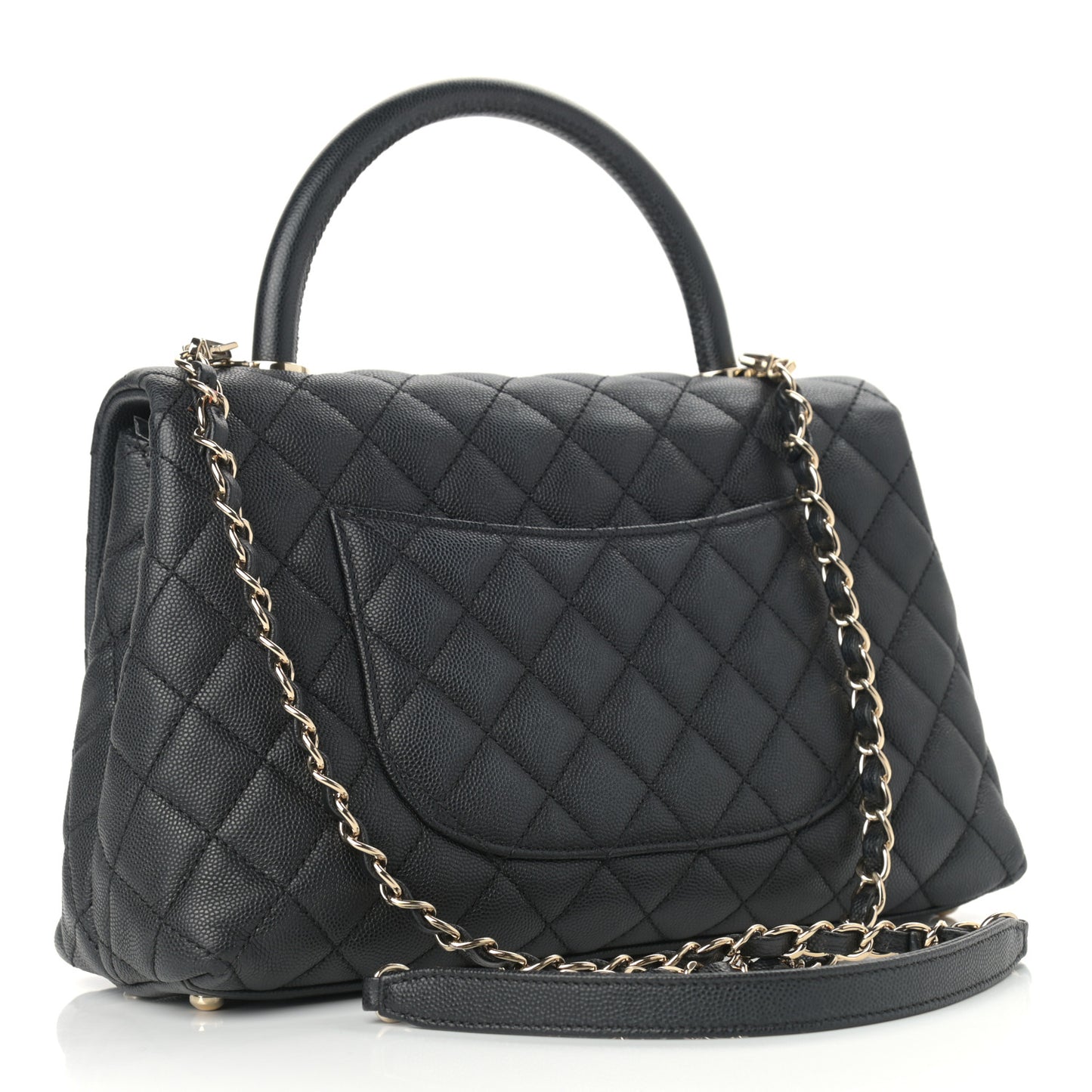 Caviar Quilted Small Coco Handle Flap Black