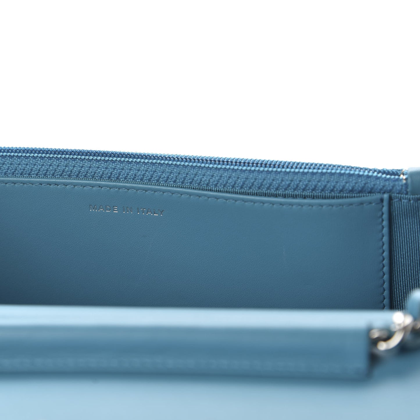 Patent Quilted Wallet On Chain WOC Blue