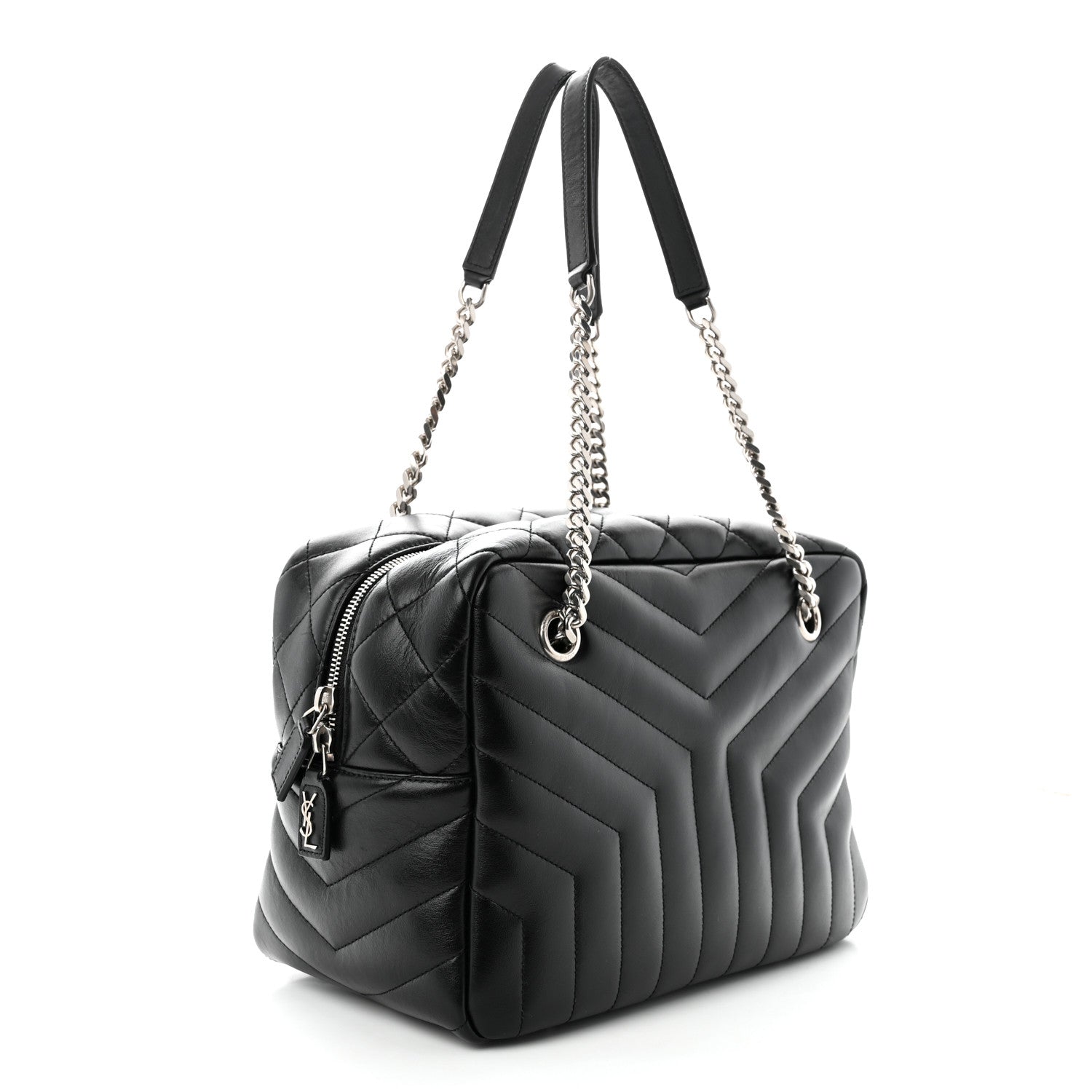 Saint Laurent Calfskin Y Quilted Monogram Medium Loulou Bowling Bag Black 3 of 10