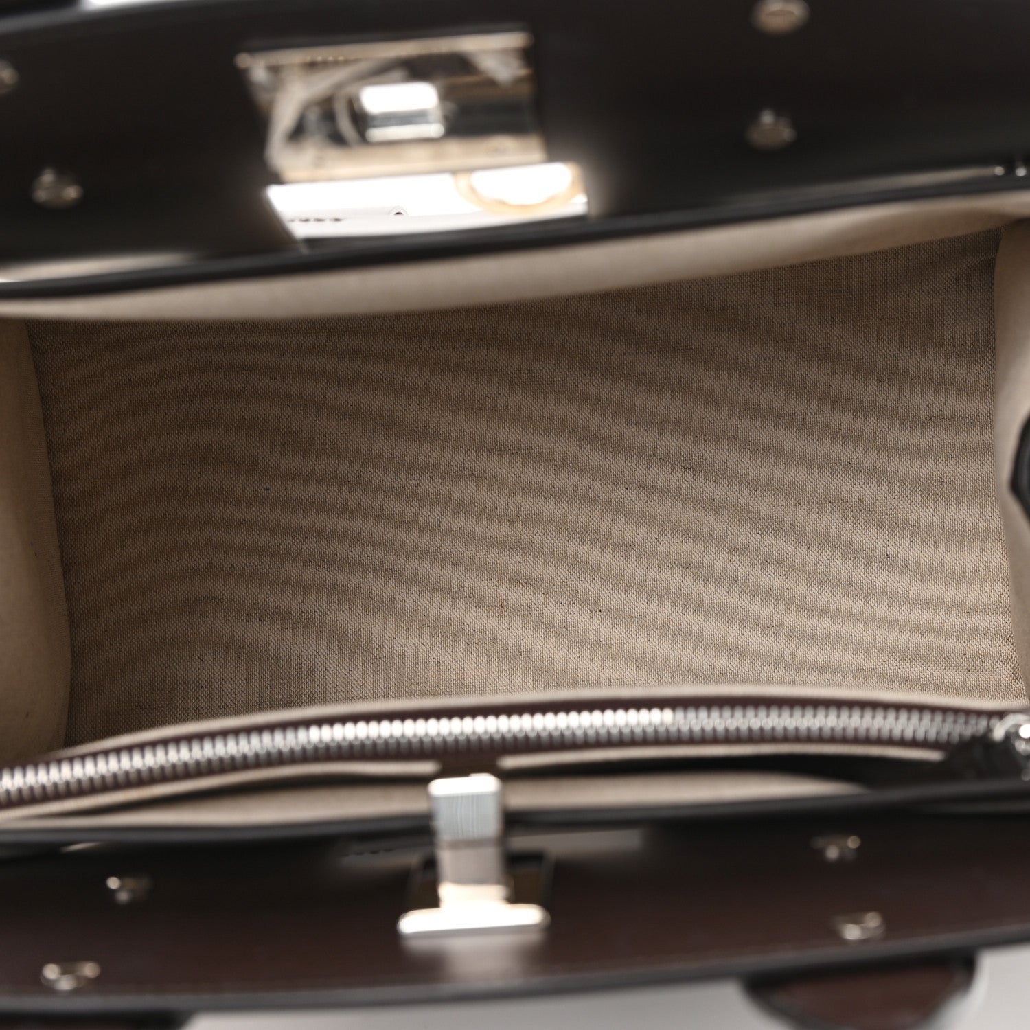 Salvatore Ferragamo Hickory Calfskin Canvas Cutout The Studio Box Bag Beige Brown 6 of 11