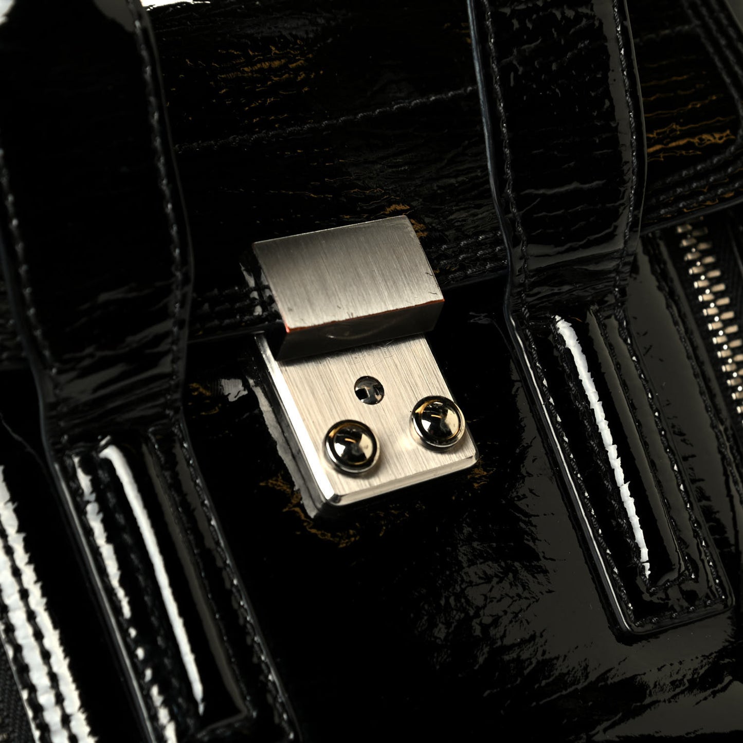 Textured Patent Mini Pashli Satchel Black
