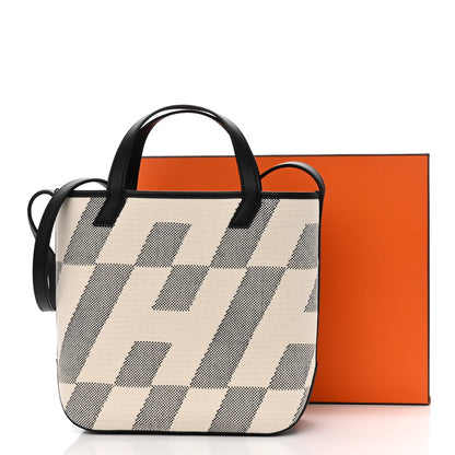 Hermes Swift H Canvas Cabas H En Biais 27 Black Ecru 11 of 11