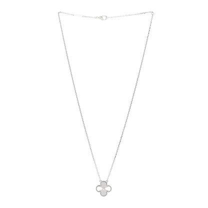 Van Cleef & Arpels 18K White Gold Guilloche Vintage Alhambra Pendant Necklace 3 of 5