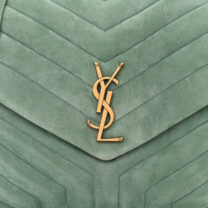 Saint Laurent Suede Y Quilted Monogram Medium Loulou Chain Satchel Vert Opaline 8 of 10