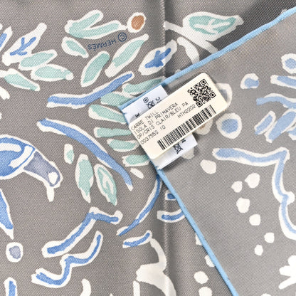 Hermes Silk Isola Di Primavera Scarf 90 Gris Clair Bleu Paradis 3 of 4