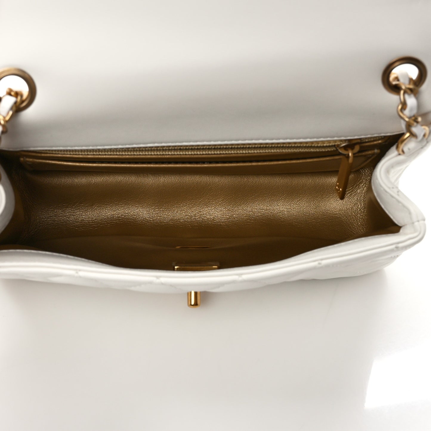 Lambskin Quilted Mini Rectangular Pearl Crush Flap White