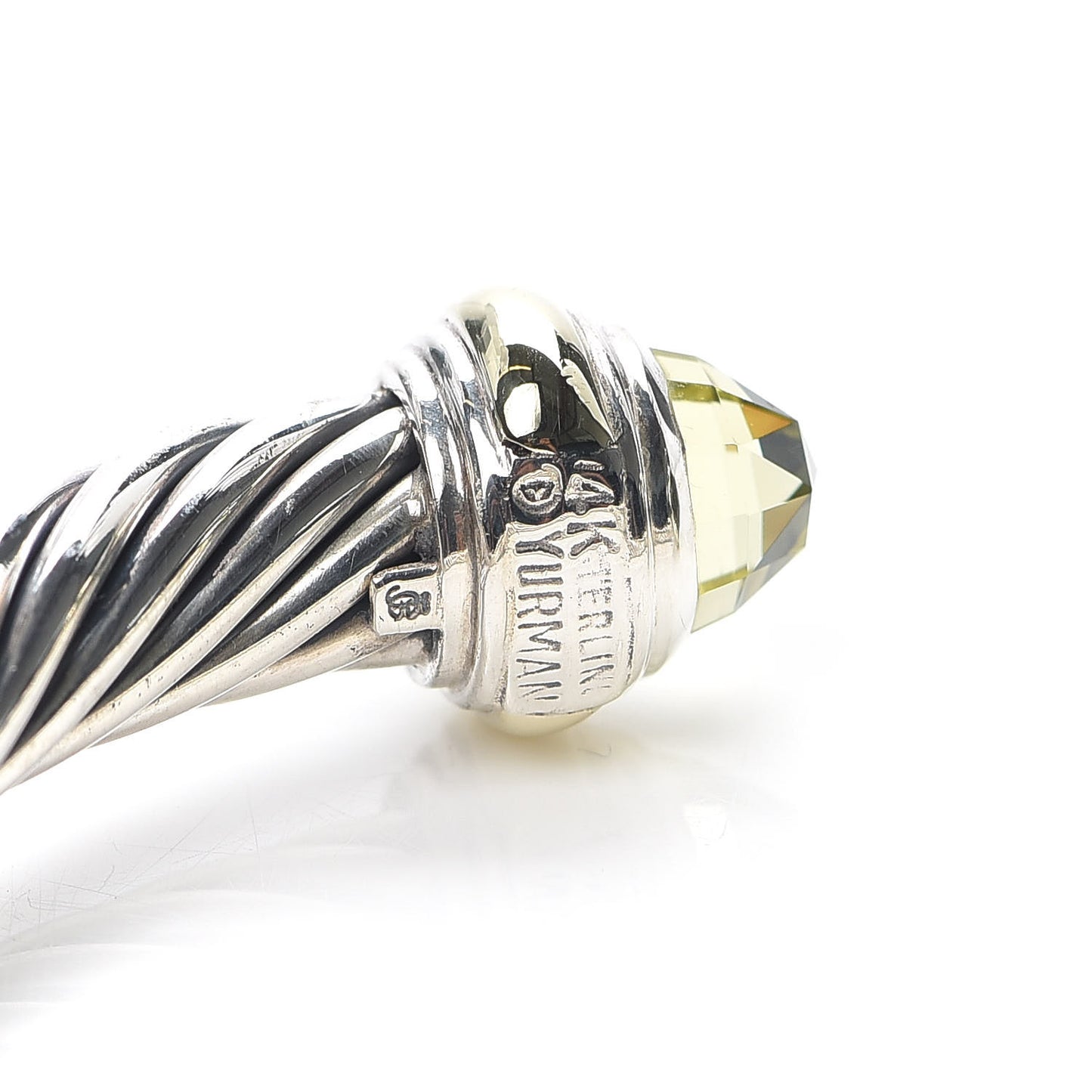 Sterling Silver 14K Yellow Gold Lemon Citrine 7mm Cable Classics Bracelet